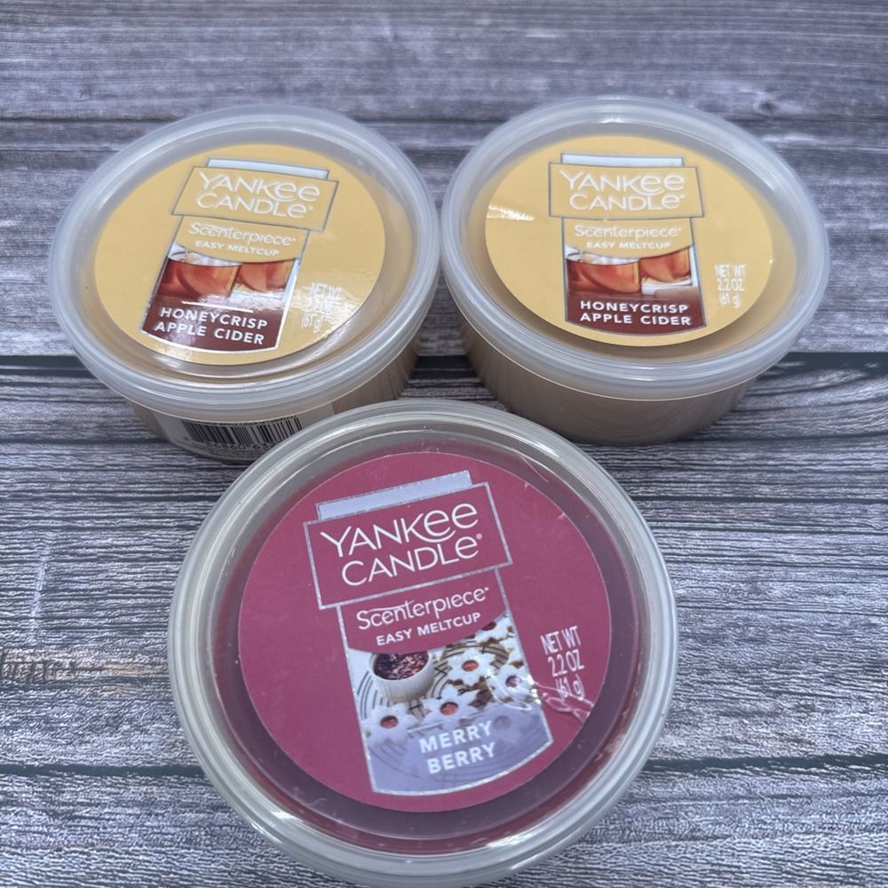 NEW Yankee Candle Scenterpiece MeltCup 3 LOT Apple Cider Pumpkin Merry Berry